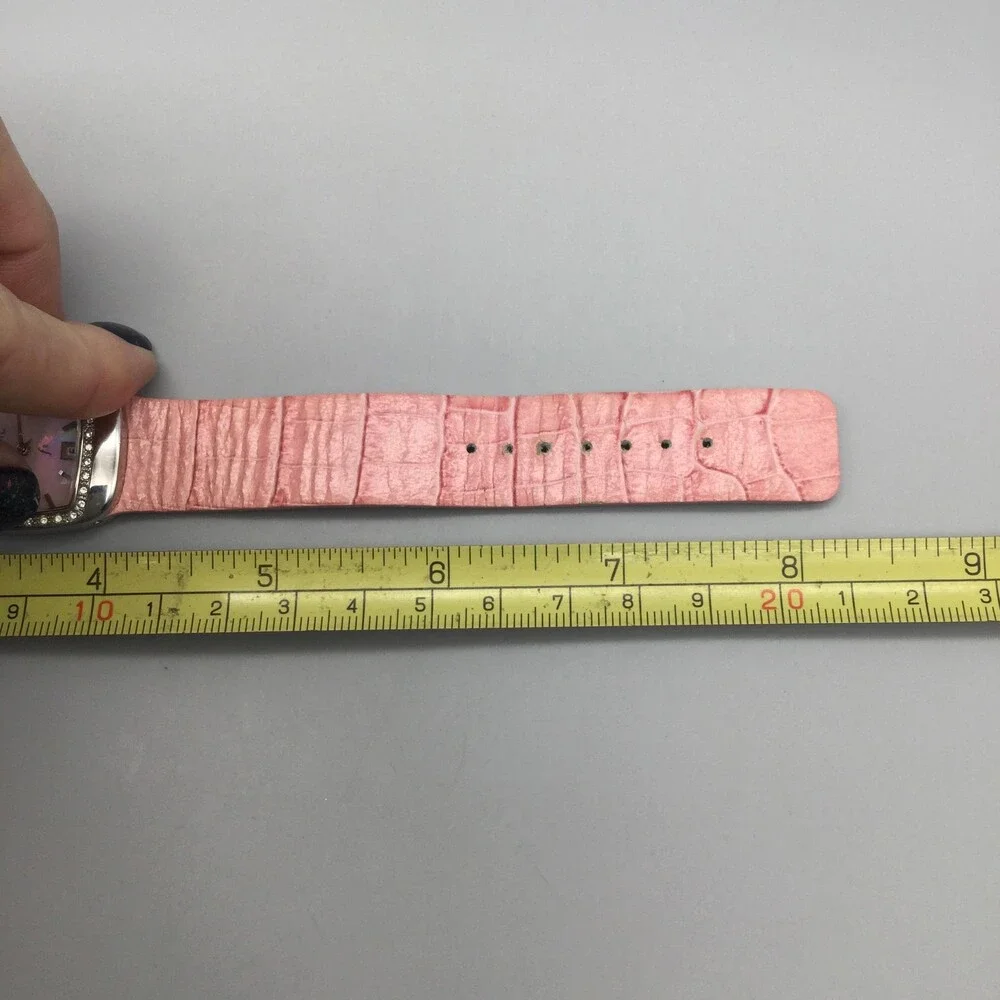 Fossil F2 Womens Watch 25mm Pink MOP Dial Leather Silver Tone Date New Battery